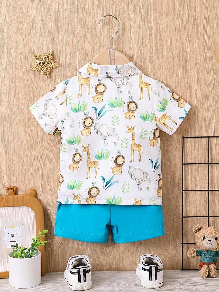 Beb? ni?o con estampado de animal Camisa & Shorts sin camiseta - Imagen 2