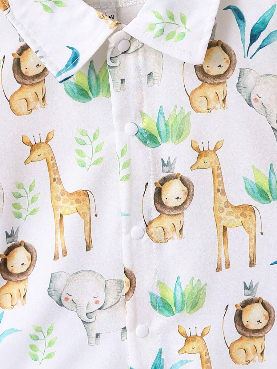 Beb? ni?o con estampado de animal Camisa & Shorts sin camiseta - Imagen 3