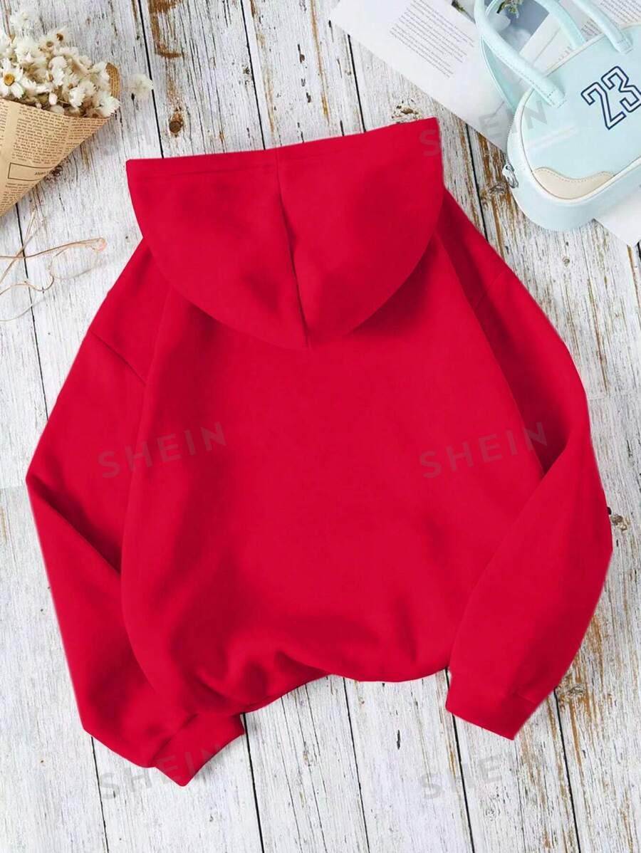 Sudadera Con Capucha Para Mujeres De Color S?lido Con Cord?n - Imagen 2