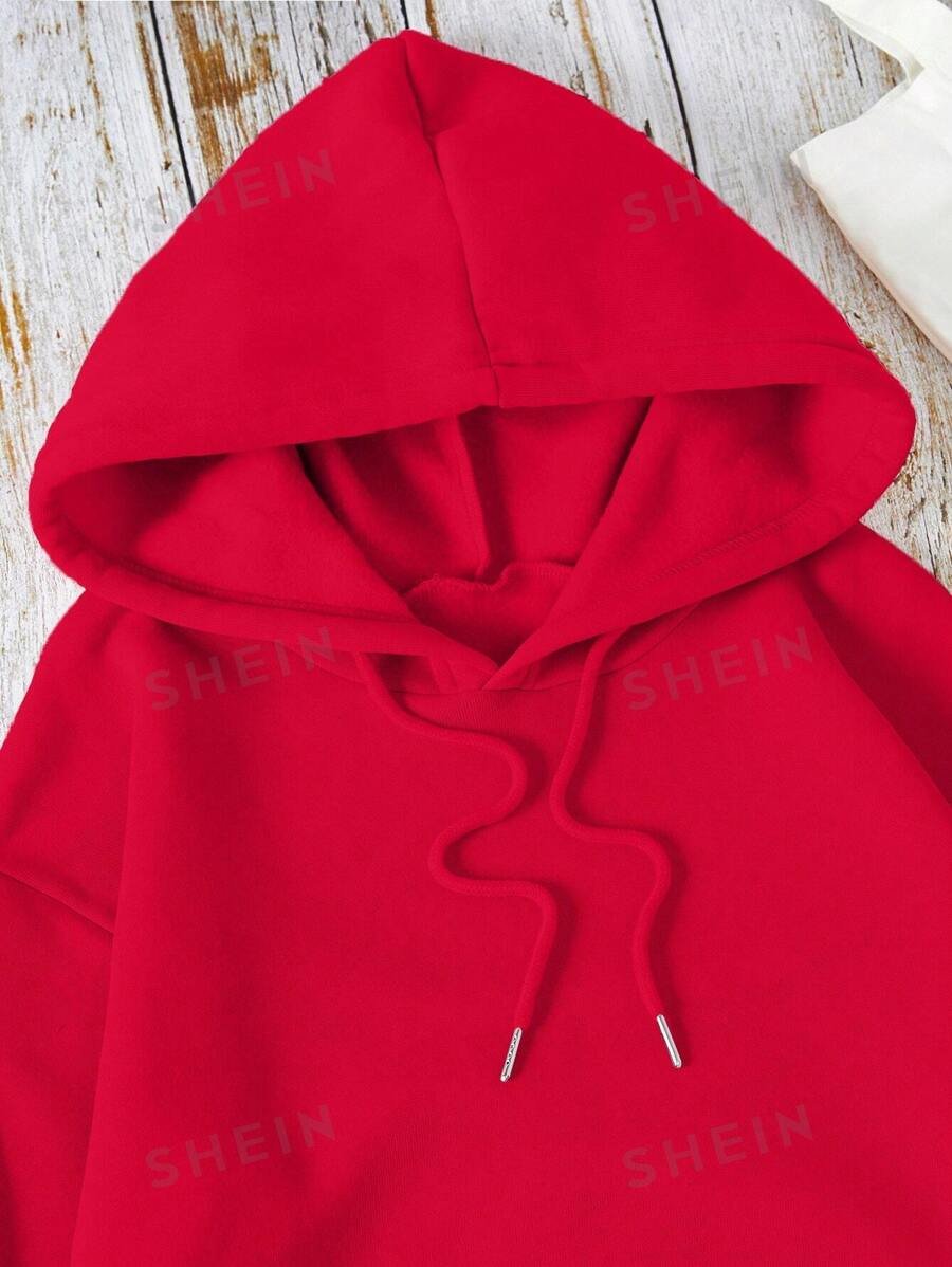 Sudadera Con Capucha Para Mujeres De Color S?lido Con Cord?n - Imagen 3