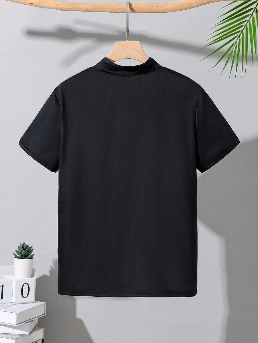 Polo Informal De Corte Holgado Para Ni?o Tween Con Cuello Levantado - Imagen 2