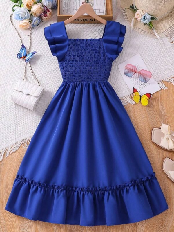 Vestido para adolescente con cuello en V y mangas acampanadas - Imagen 2