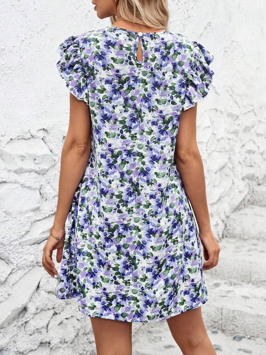 Vestido de flores peque?as con dobladillo de volantes - Imagen 2