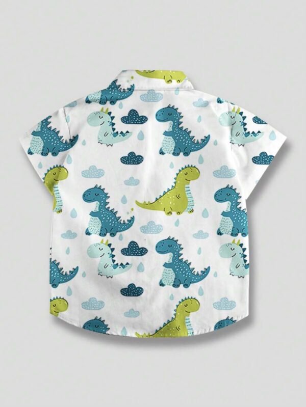 Camisa de manga corta para verano de ni?o joven, impresa con lindo dibujo de dinosaurio - Imagen 2