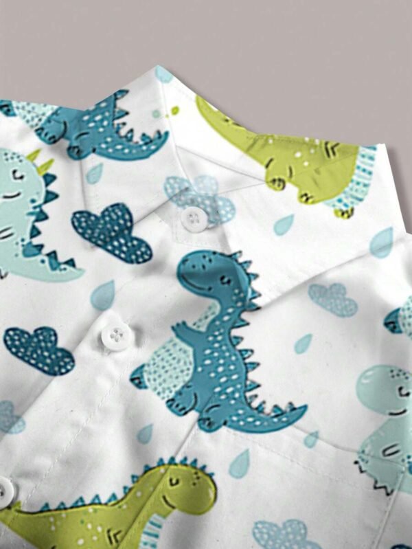 Camisa de manga corta para verano de ni?o joven, impresa con lindo dibujo de dinosaurio - Imagen 3