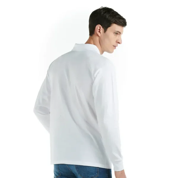 Playera Polo Pique Manga Larga Blanco - Imagen 2
