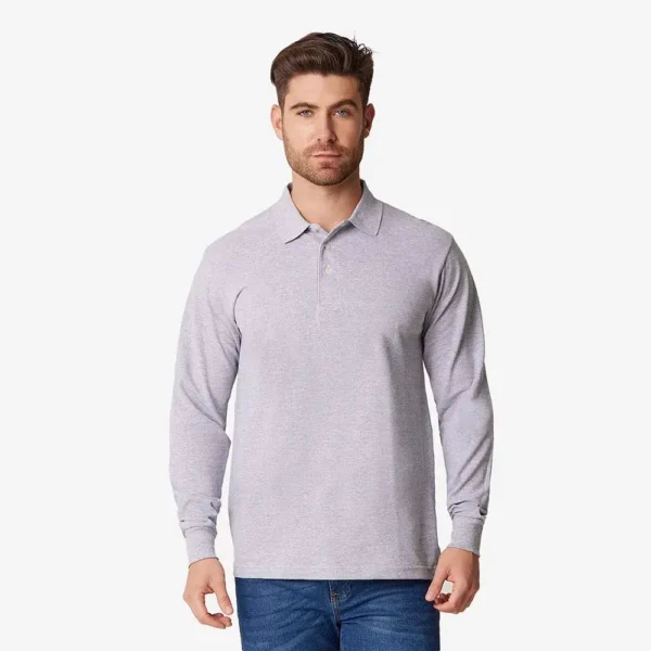 Playera cuello polo manga larga Gris