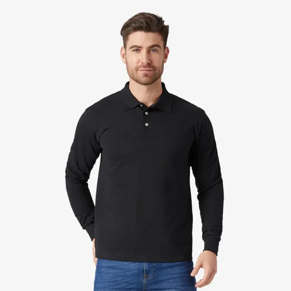Playera cuello polo manga larga negro
