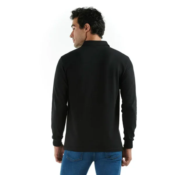 Playera cuello polo manga larga negro - Imagen 2