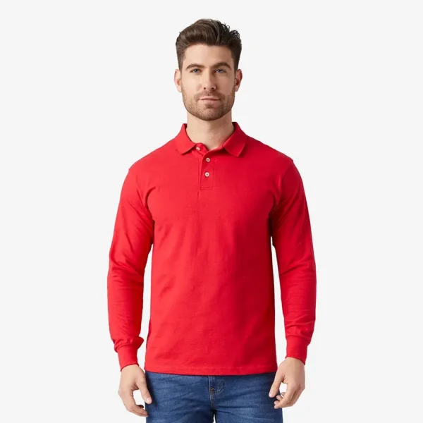 Playera cuello polo manga larga rojo