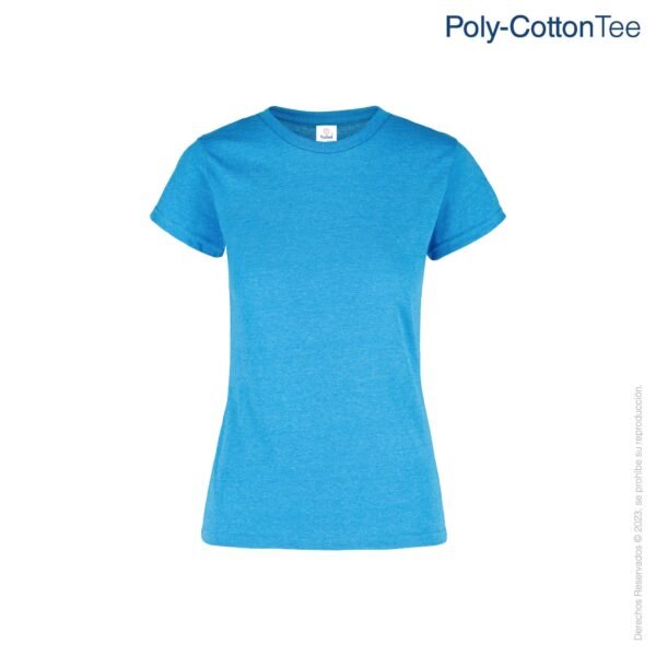 Playera azul Cuello Redondo mujer Manga Corta Lisa
