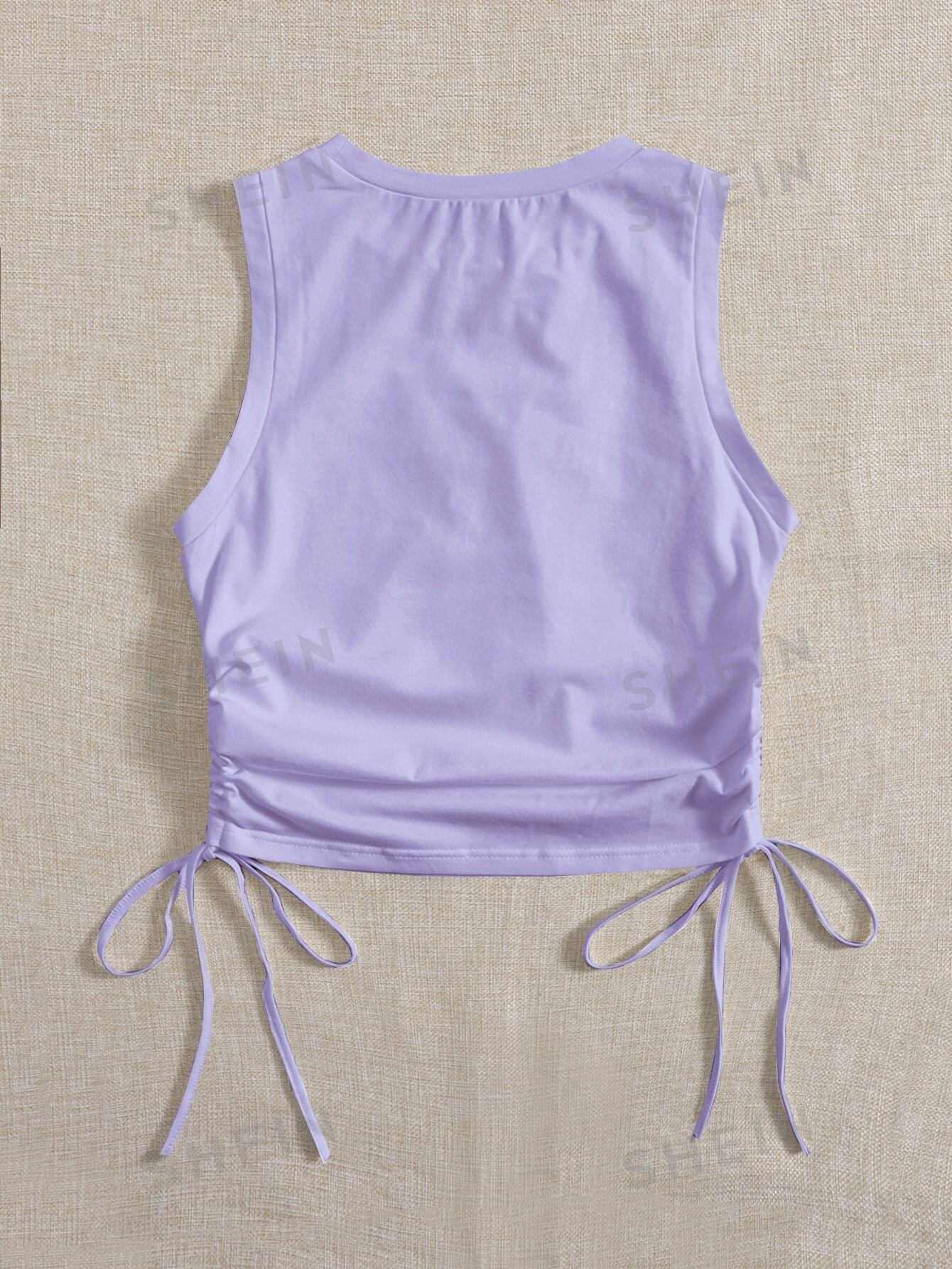 Top tank corto con fruncido lateral con cordón - Imagen 3