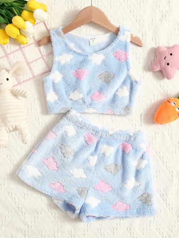 Sudadera Con Estampado Completo Y Short De Franela