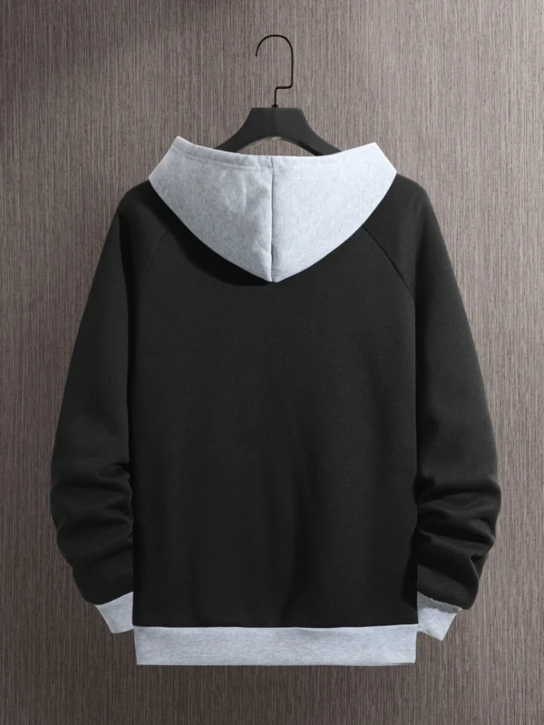 Capucha de color combinado con forro térmico de manga raglán con cordón - Imagen 2