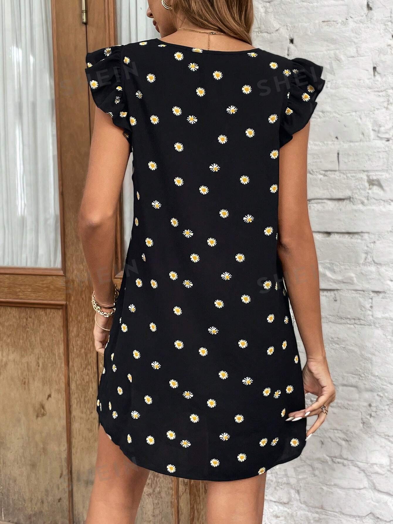 Vestido con estampado floral ribete con fruncido - Imagen 2