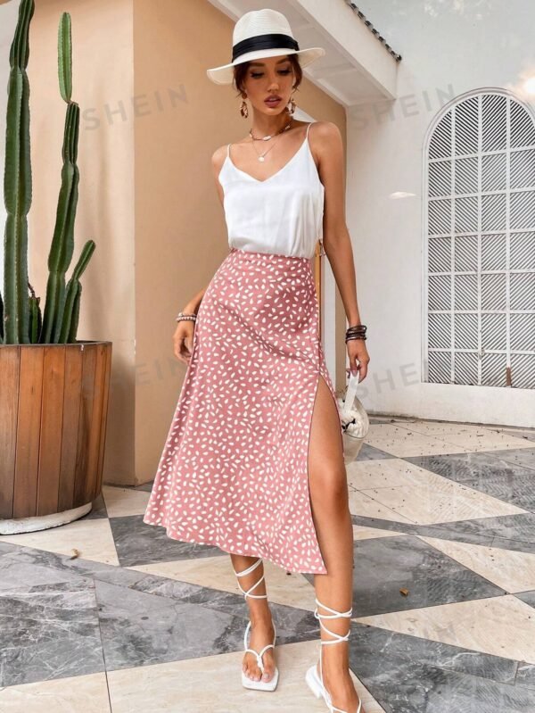 Falda con estampado de muslo con abertura - Imagen 2