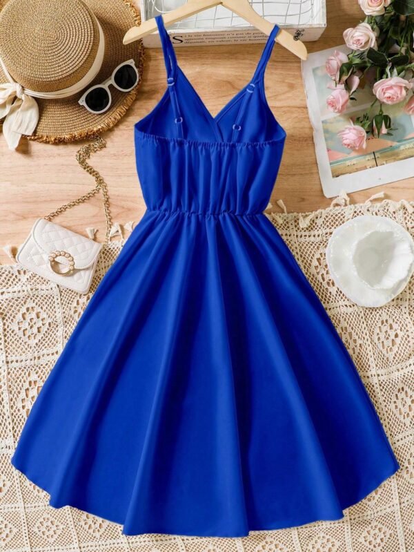 Vestido de tirantes unicolor cruzado delantero - Imagen 2