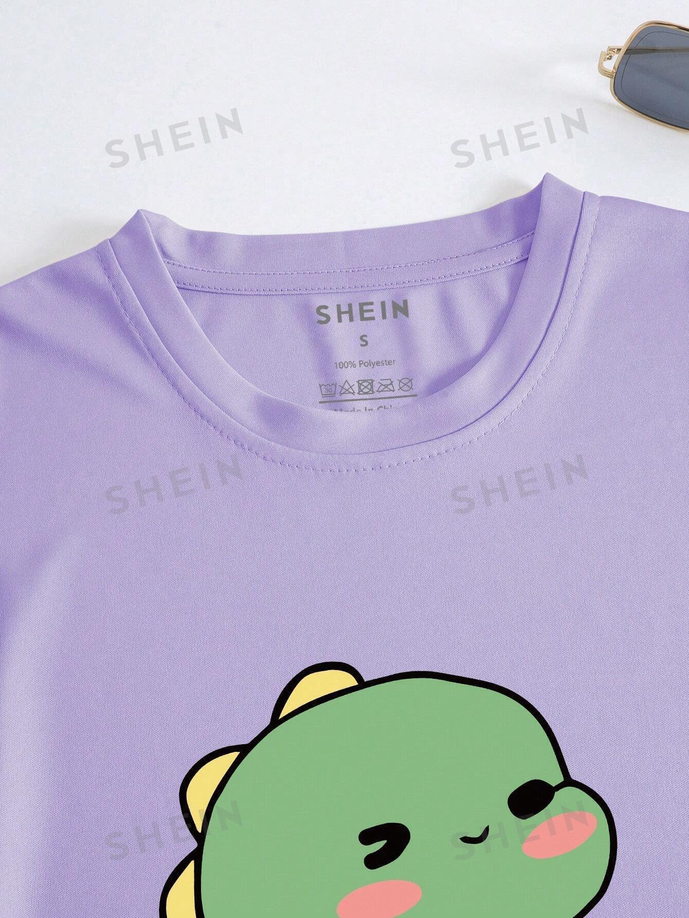 Camiseta con estampado de dinosaurio de dibujos animados - Imagen 3