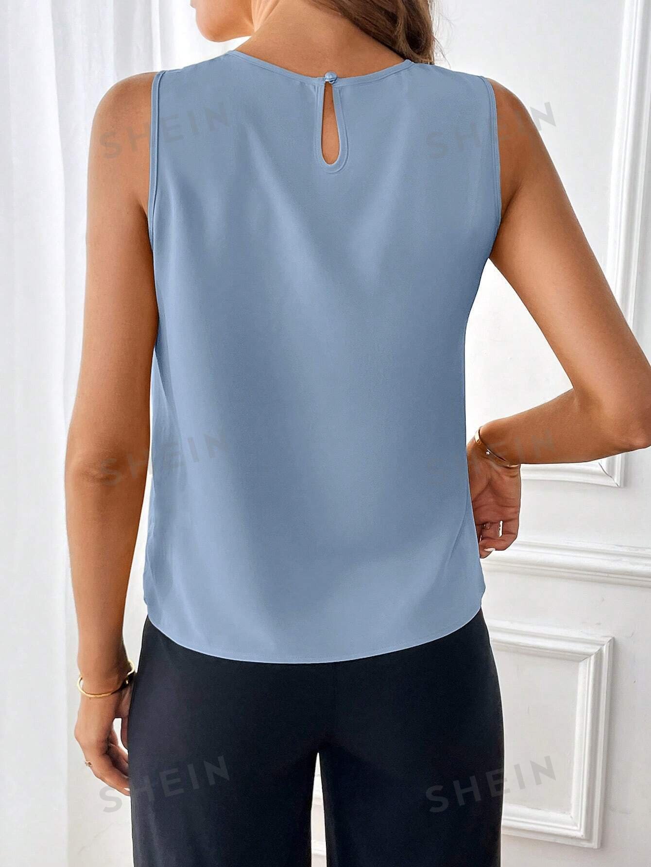 Blusa Sin Mangas Con Detalle Plegado Y Escote En La Parte Posterior - Imagen 3