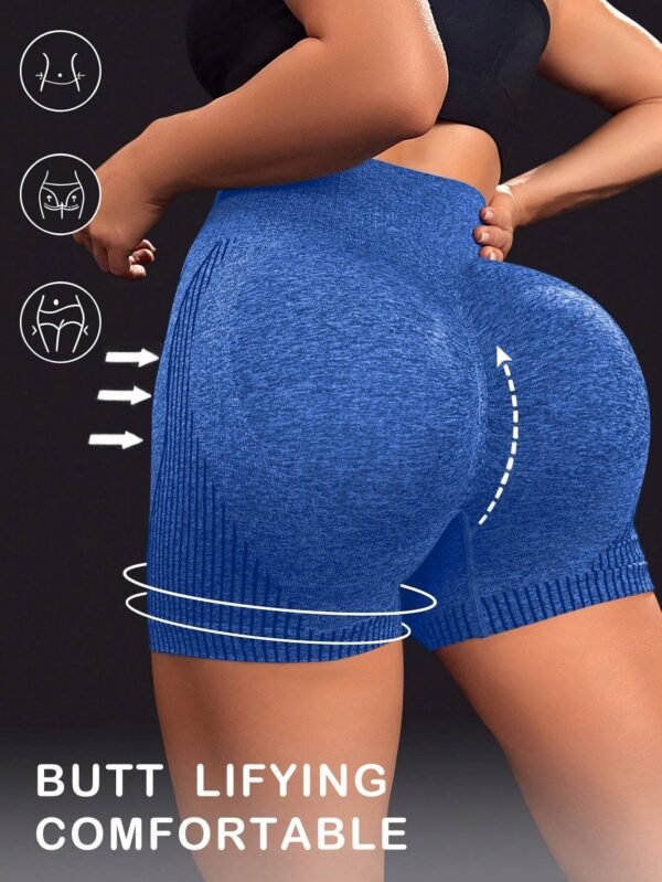 Shorts deportivos azules de punto jaspeado de alta elasticidad