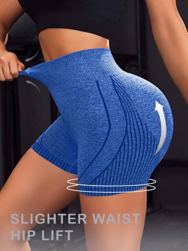 Shorts deportivos azules de punto jaspeado de alta elasticidad - Imagen 3
