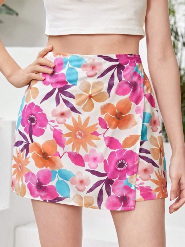 Skort Estampado Floral Casual Para Chica Adolescente - Imagen 2