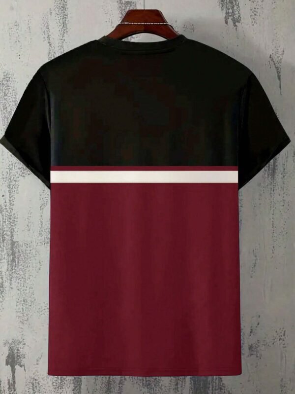 Camiseta Casual Para Hombre De Cuello Redondo Y Bloques De Color - Imagen 3