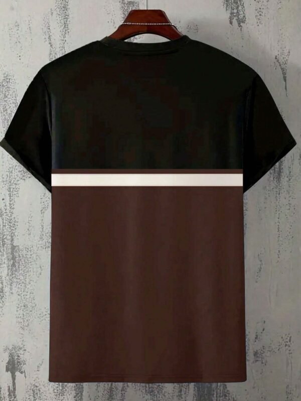 Camiseta Para Hombre Con Cuello Redondo Y Bloques De Colores - Imagen 3