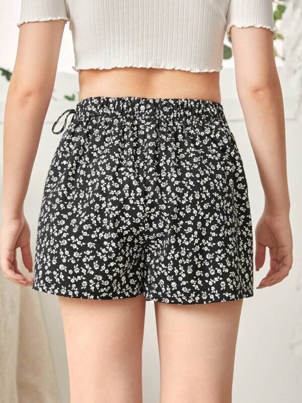 Shorts Casuales Con Cintura De Nudo Y Estampado Floral - Imagen 2