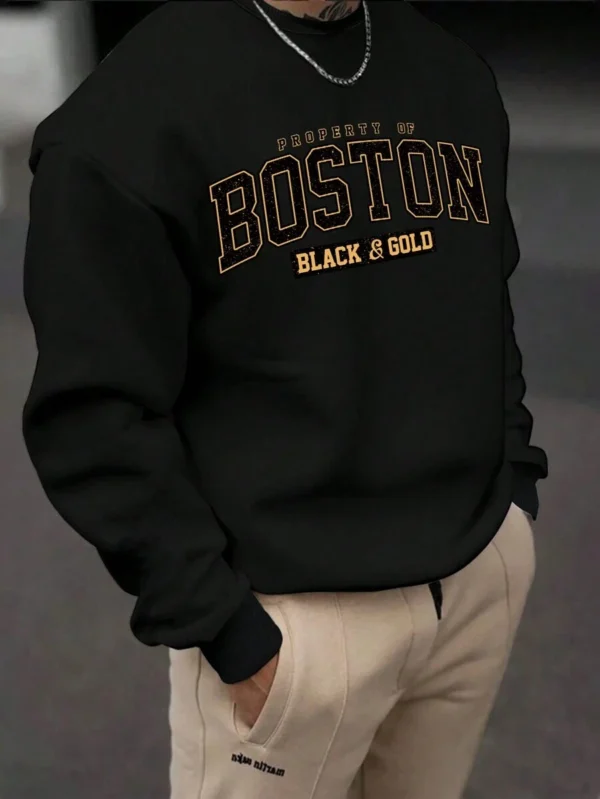 Sudadera Con Cuello Redondo Y Estampado De Boston