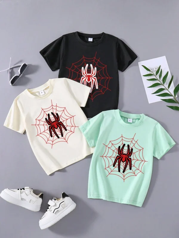 Camisetas de manga corta casuales de verano con estampado de araña