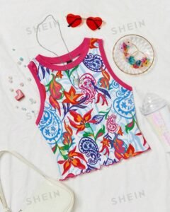 Top de tanque para mujer estilo veraniego para vacaciones con estampado paisley