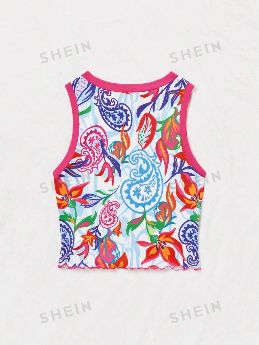 Top de tanque para mujer estilo veraniego para vacaciones con estampado paisley - Imagen 2