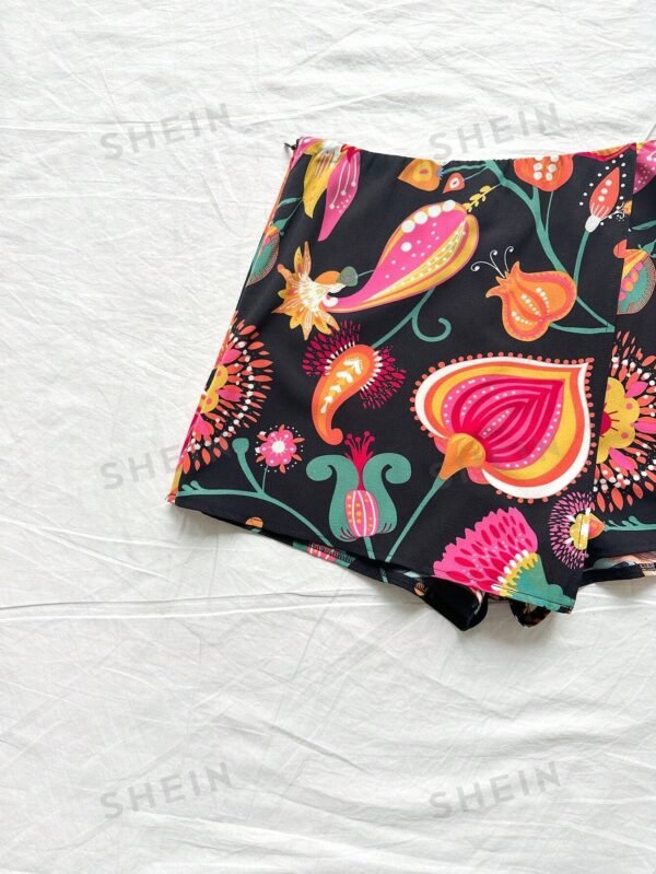 Falda-pantalón cruzada con estampado floral - Imagen 2