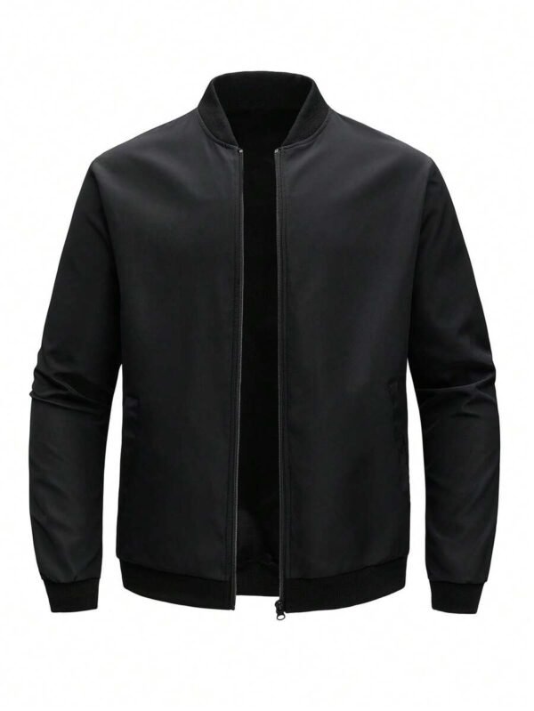 Chaqueta de béisbol de unicolor con cuello alto y cremallera