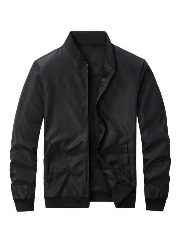 Chaqueta de béisbol de unicolor con cuello alto y cremallera - Imagen 2