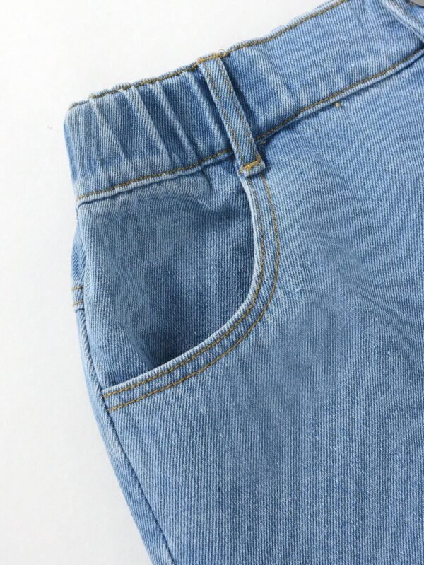 Shorts de mezclilla azul medio de pierna ancha - Imagen 2