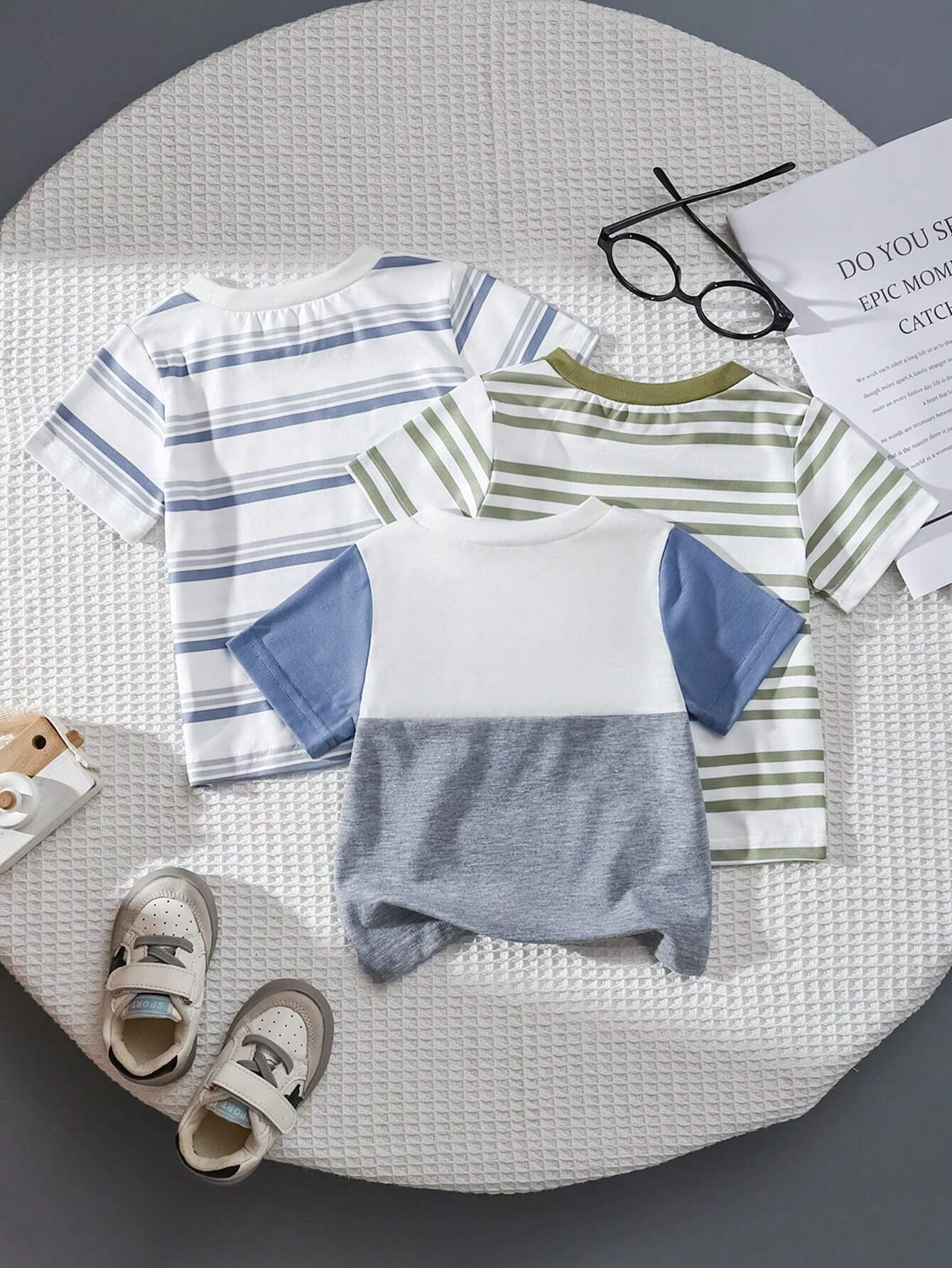 Camiseta casual de verano para bebé niño con cuello redondo y mangas cortas - Imagen 3
