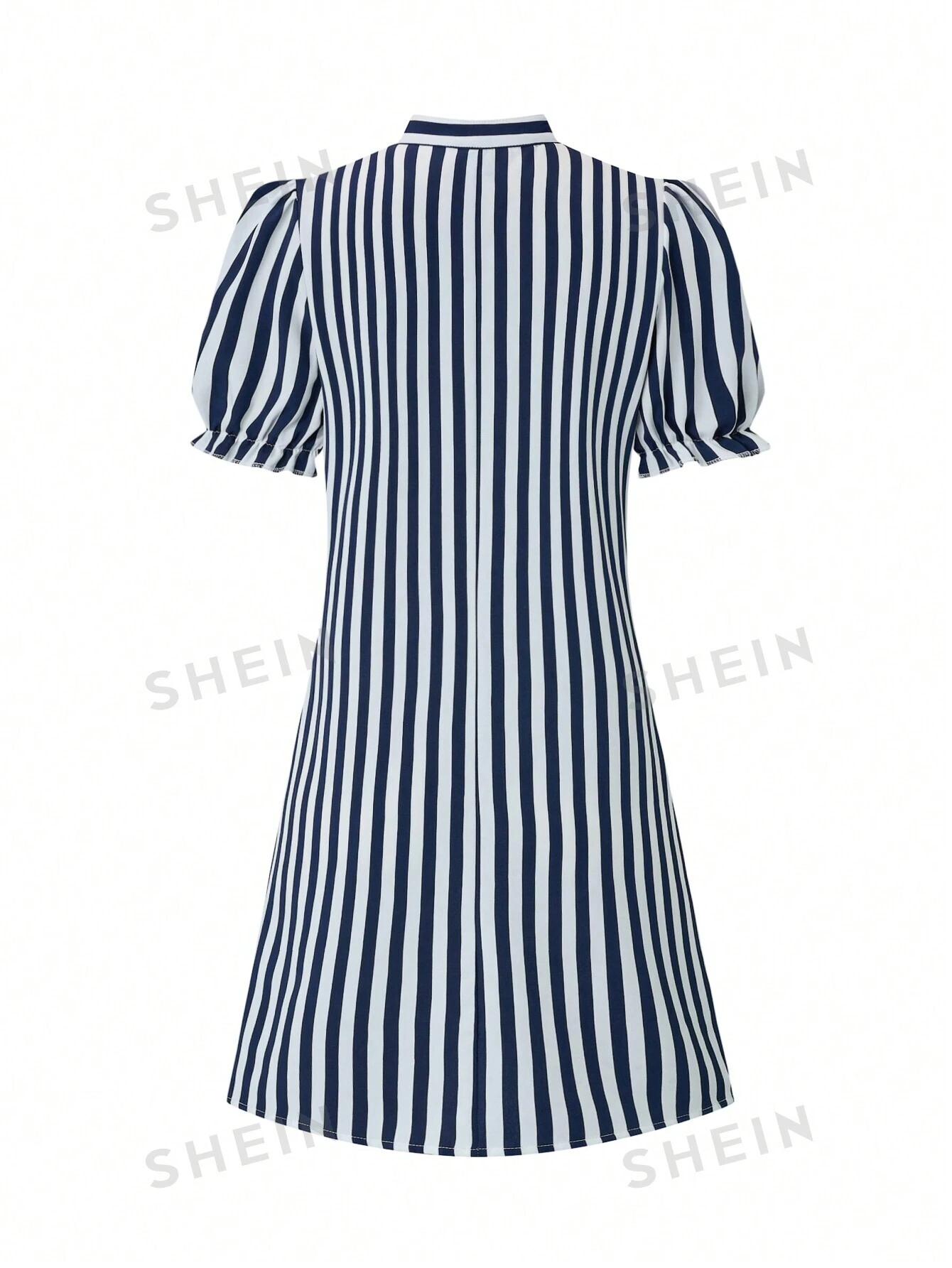 Vestido de línea A para mujeres de verano con mangas cortas abullonadas - Imagen 3