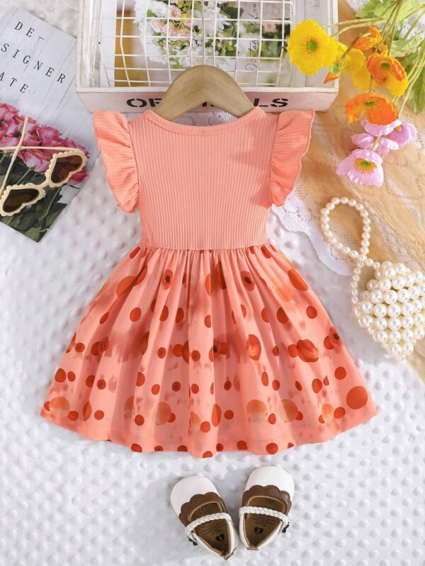 Vestido de verano con mangas cap para niña bebé con estampado de lunares - Imagen 2