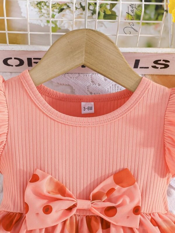 Vestido de verano con mangas cap para niña bebé con estampado de lunares - Imagen 3