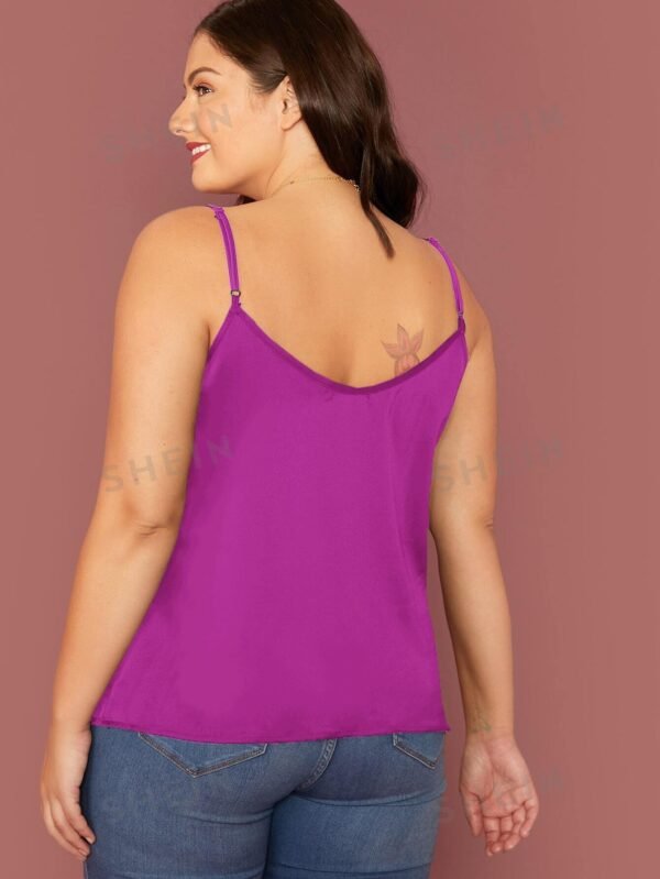 Blusa de tirante de satén de cuello desbocado - Imagen 3