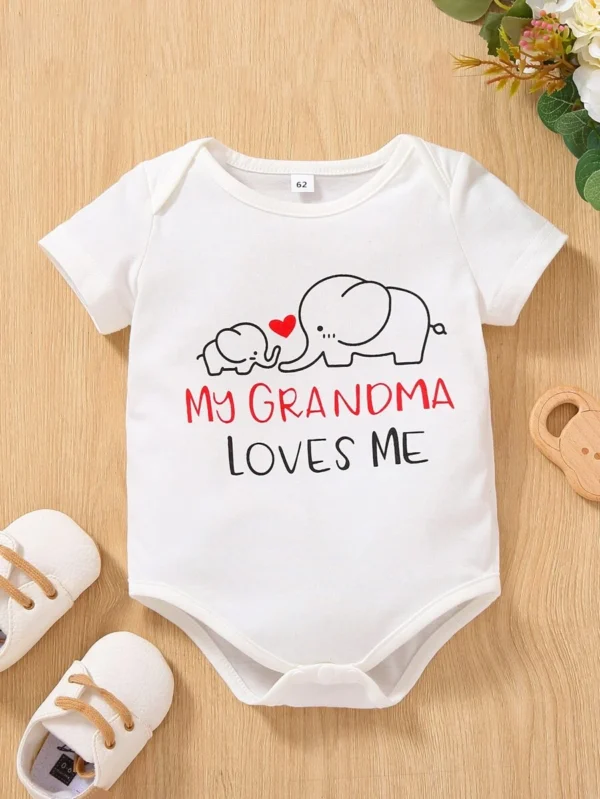 Body De Bebé Para Niñas Con Lema Y Estampado De Elefante