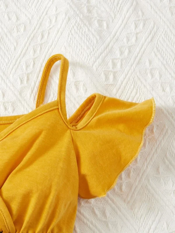 Mameluco De Hombros Descubiertos Con Estampado De Girasoles - Imagen 3
