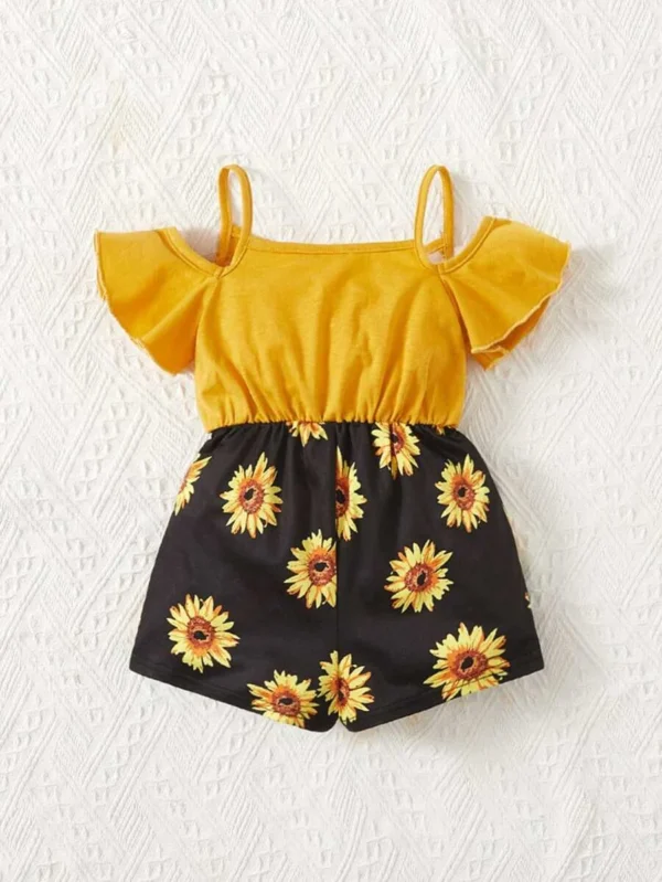Mameluco De Hombros Descubiertos Con Estampado De Girasoles - Imagen 2