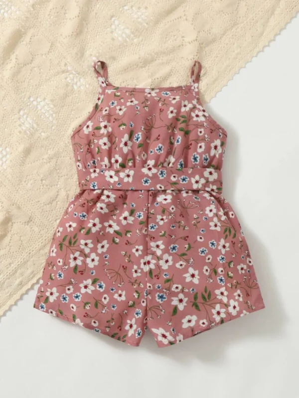 Ropa De Tirantes Y Enterizos Con Cinturón Para Bebés Niña Con Estampado Floral - Imagen 2