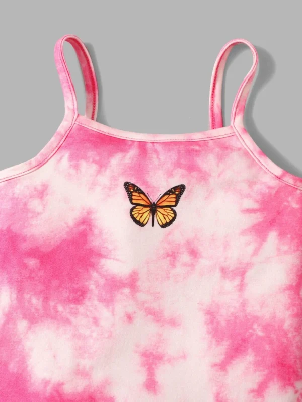 Monos Camiseros Sin Mangas De La Niña Con Estampado De Mariposa - Imagen 3