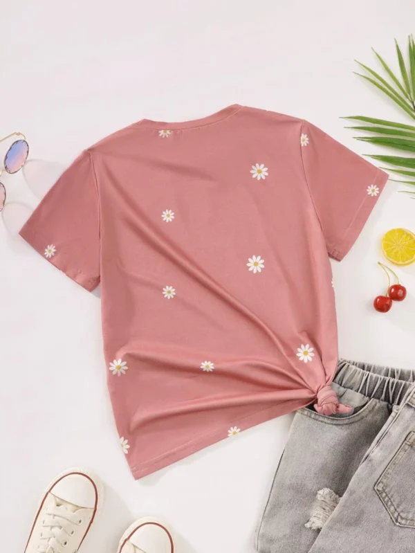 Camiseta de manga corta con estampado de margaritas - Imagen 2