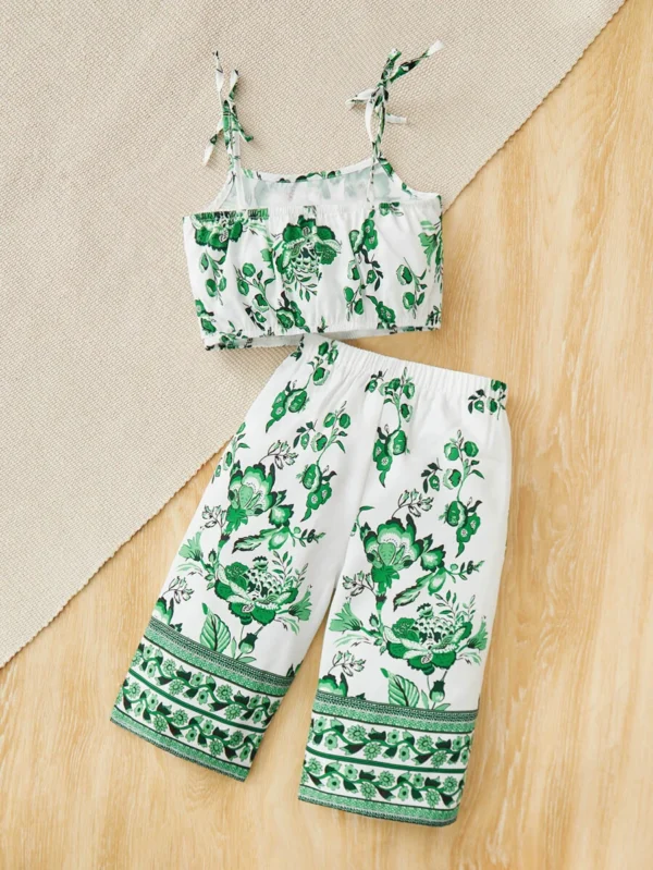 Conjunto De Camiseta Y Pantalón Para Bebé Niña Con Diseño De Flores - Imagen 2