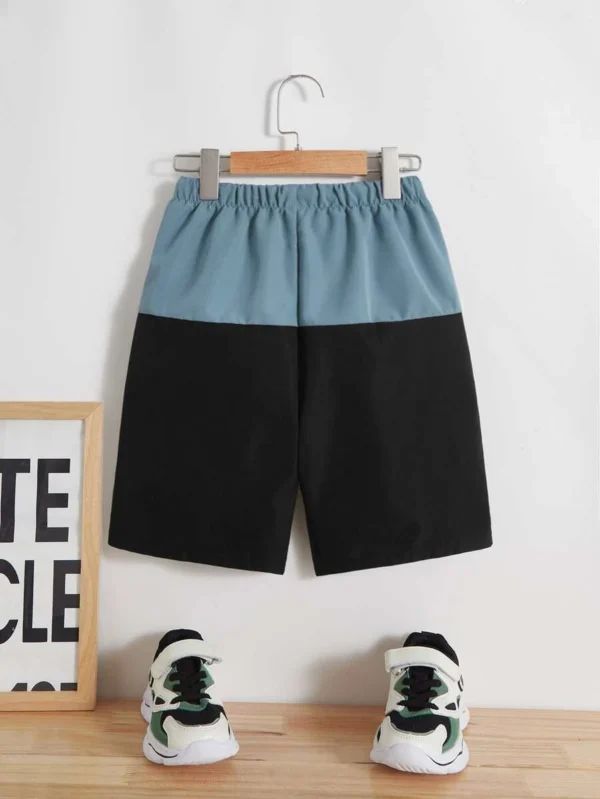 Shorts De Cintura Con Cordón Tween De Dos Tonos Con Parches De Letras - Imagen 2